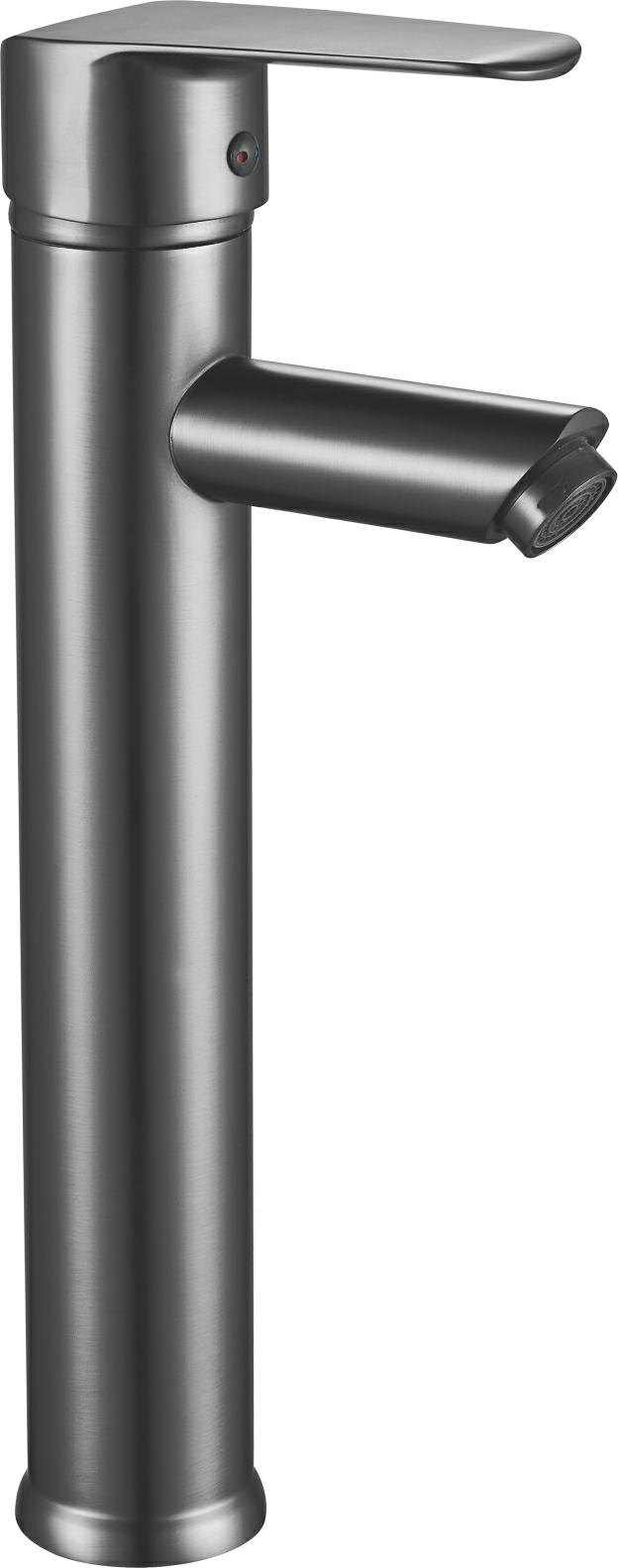 ガンメタルグレーのハイアーチ蛇口